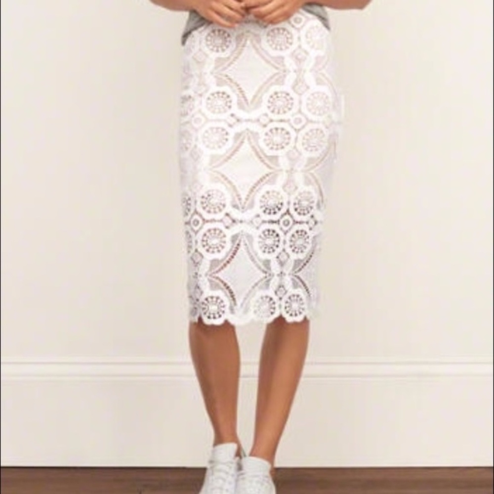 Abercrombie & Fitch White Lace Midi Skirt